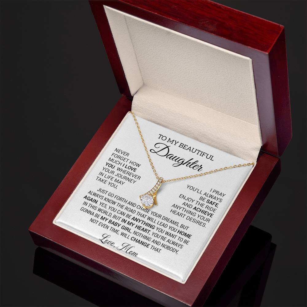 To My Beautiful Daughter Necklace, Daughter Gift from Mom, Birthday, Graduation