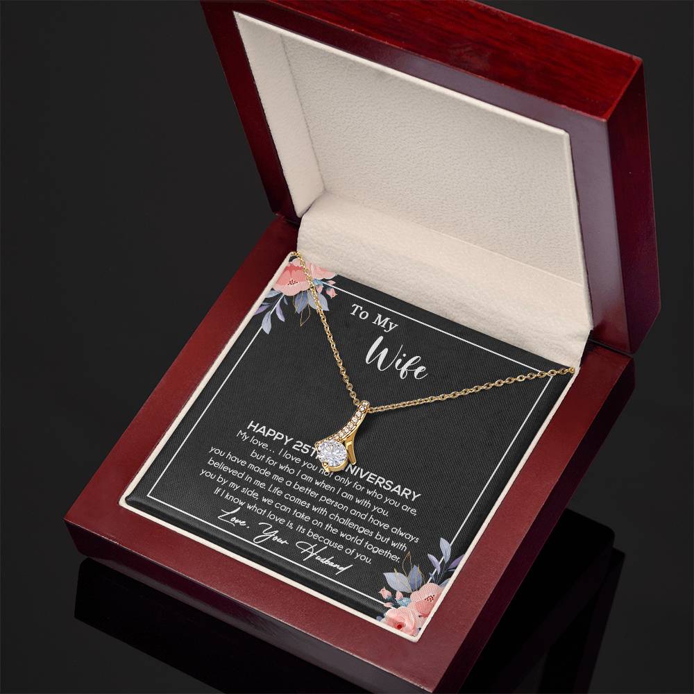 25th Anniversary Gift For Wife Necklace, 25 Year Anniversary, 25th Wedding Gift _Black