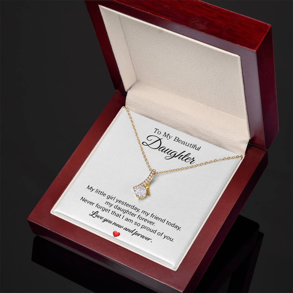 To My Daughter Necklace, Gift For Daughter From Dad, Daughter Father Necklace 10_7_White