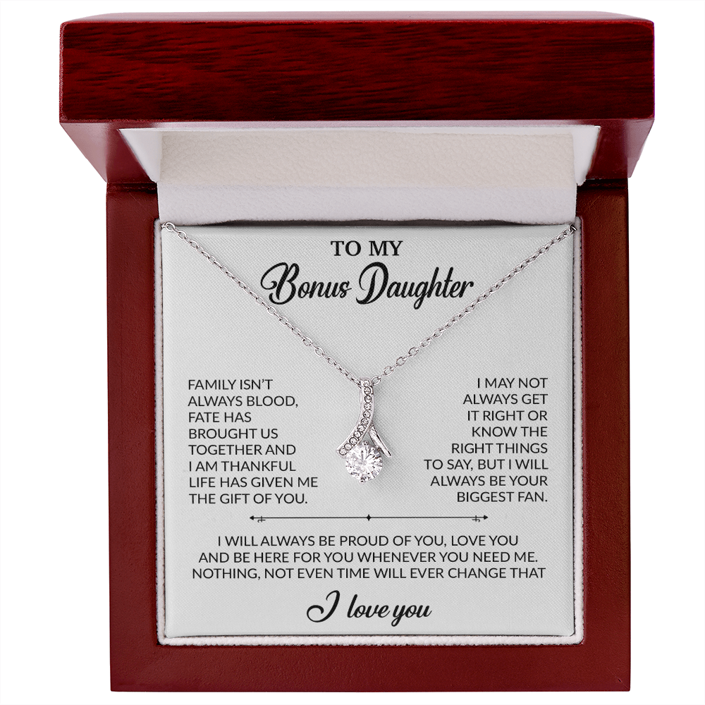 To My Bonus Daughter Necklace, Gift for Bonus Daughter, Step Daughter Birthday 20_2_White