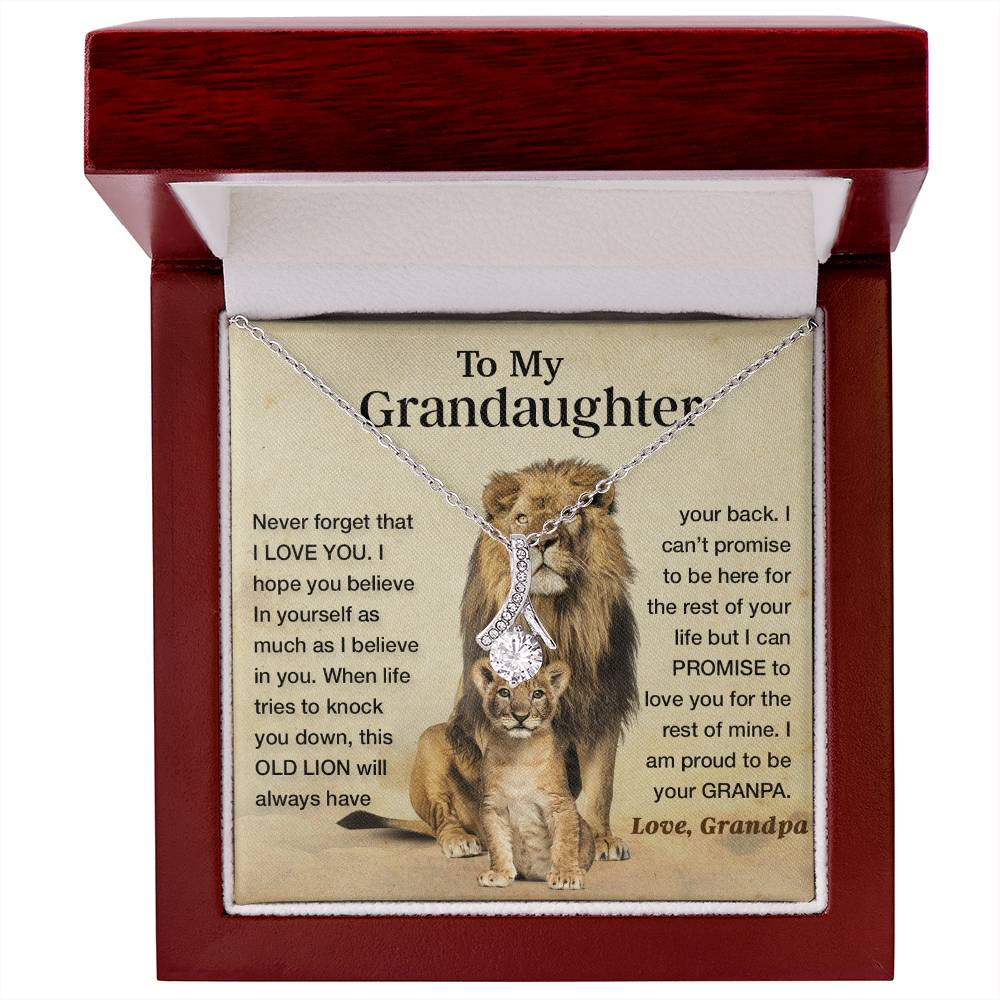 To My Granddaughter Necklace , Gift From Grandpa Papa Lion Dad, Christmas Gift