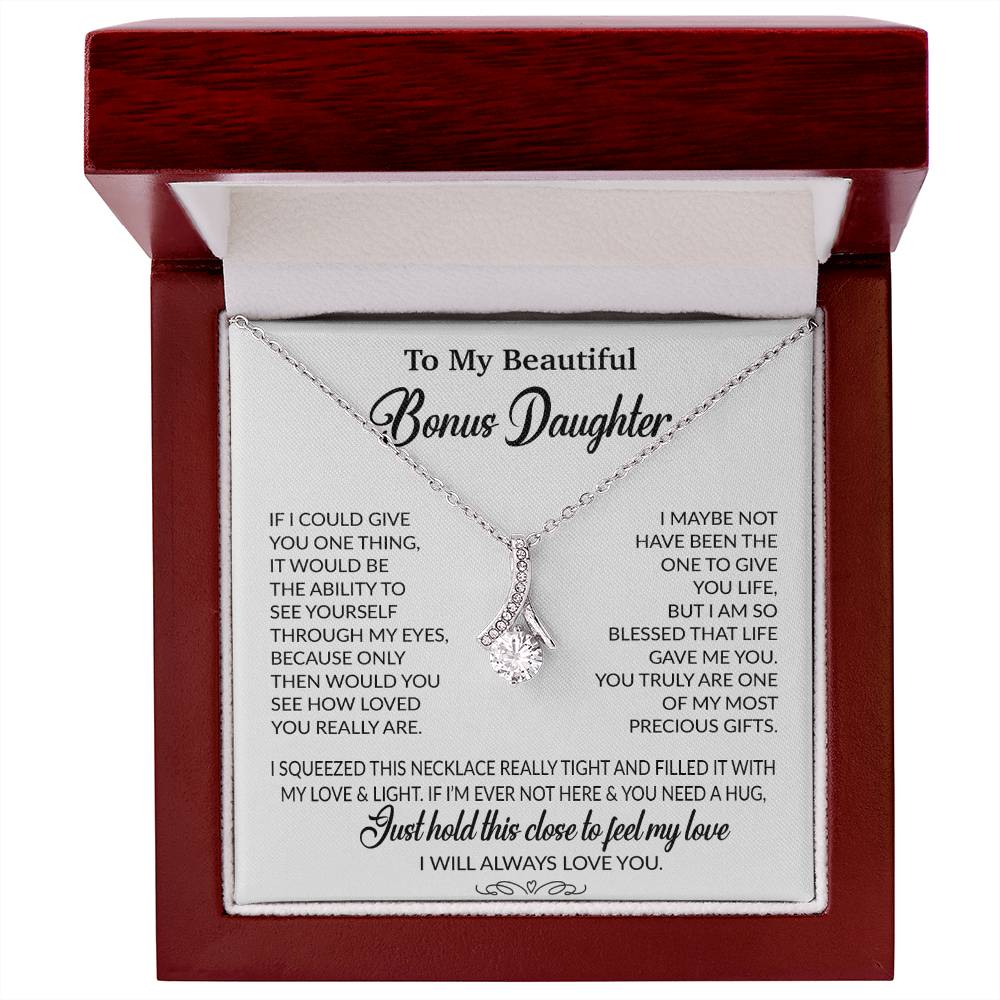 To My Bonus Daughter Necklace, Gift for Bonus Daughter, Step Daughter Birthday 1_10_White