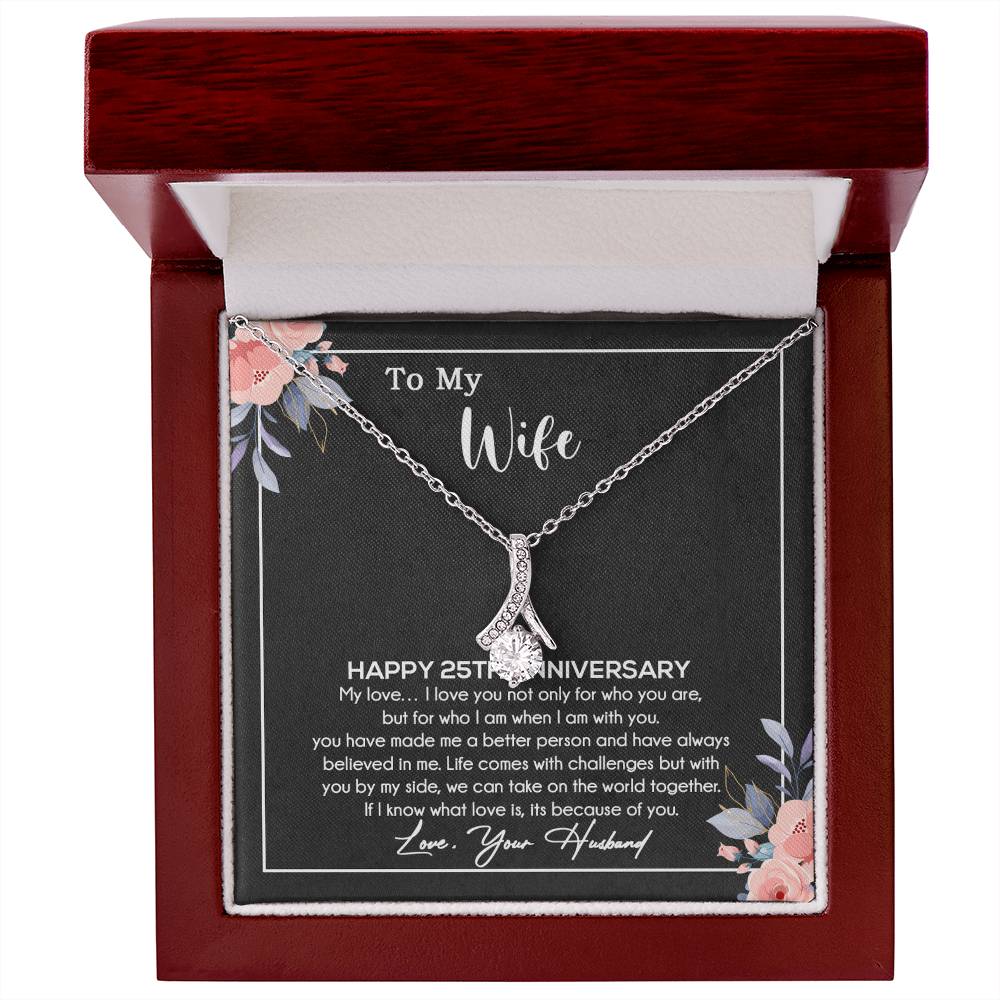 25th Anniversary Gift For Wife Necklace, 25 Year Anniversary, 25th Wedding Gift _Black