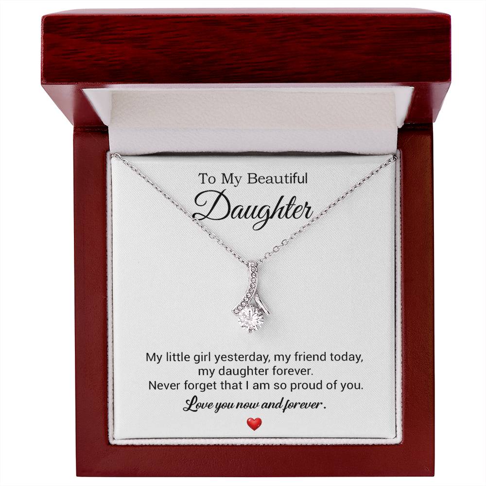 To My Daughter Necklace, Gift For Daughter From Dad, Daughter Father Necklace 10_7_White