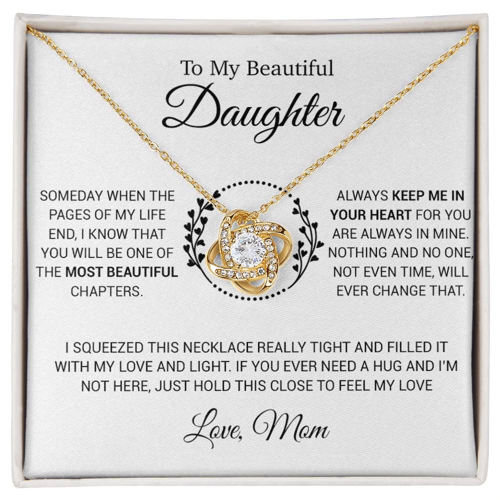 To My Daughter Necklace, Gift for Daughter from Mom, Daughter Mother Necklace 15_12_White