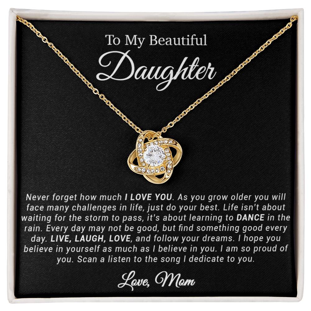 To My Daughter Necklace, Gift for Daughter from mom, Daughter mother Necklace 20_4_Black
