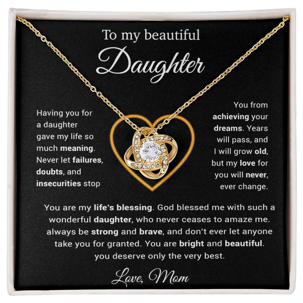 To My Daughter Necklace, Gift for Daughter from Mom, Daughter Mother Necklace 25_3_Black