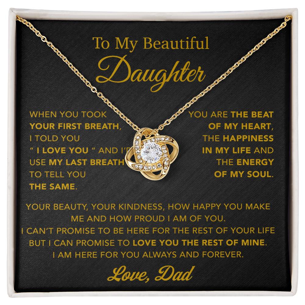 To My Daughter Necklace, Gift for Daughter from Dad, Father Daughter Necklace 10_4_Gold