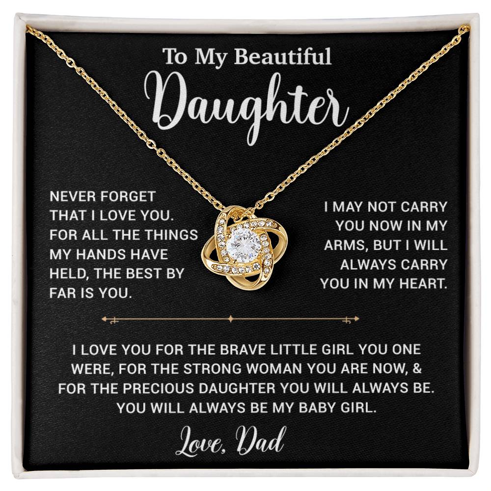 To My Daughter Necklace, Gift for Daughter from Dad, Father Daughter Necklace 14_6_Black