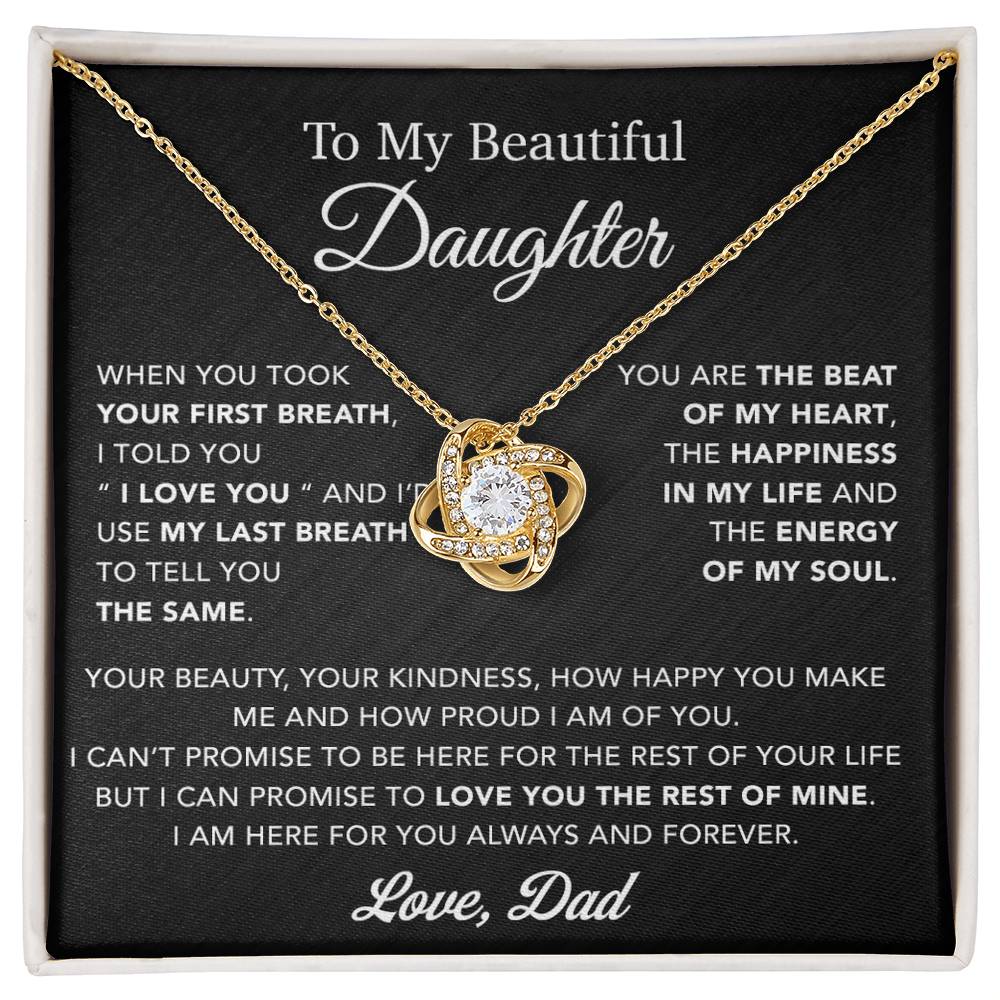 To My Daughter Necklace, Gift for Daughter from Dad, Father Daughter Necklace 10_4_Black