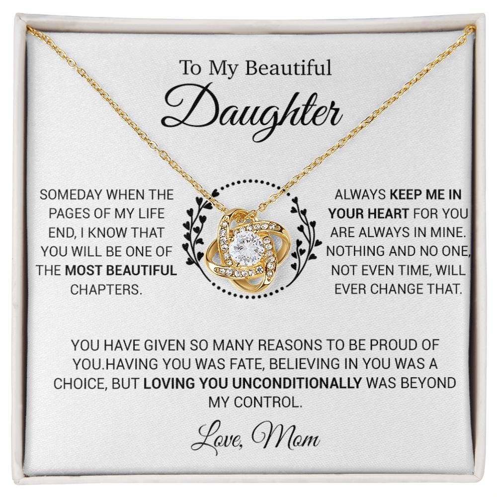 To My Daughter Necklace, Gift for Daughter from Mom, Daughter Mother Necklace 16_12_White