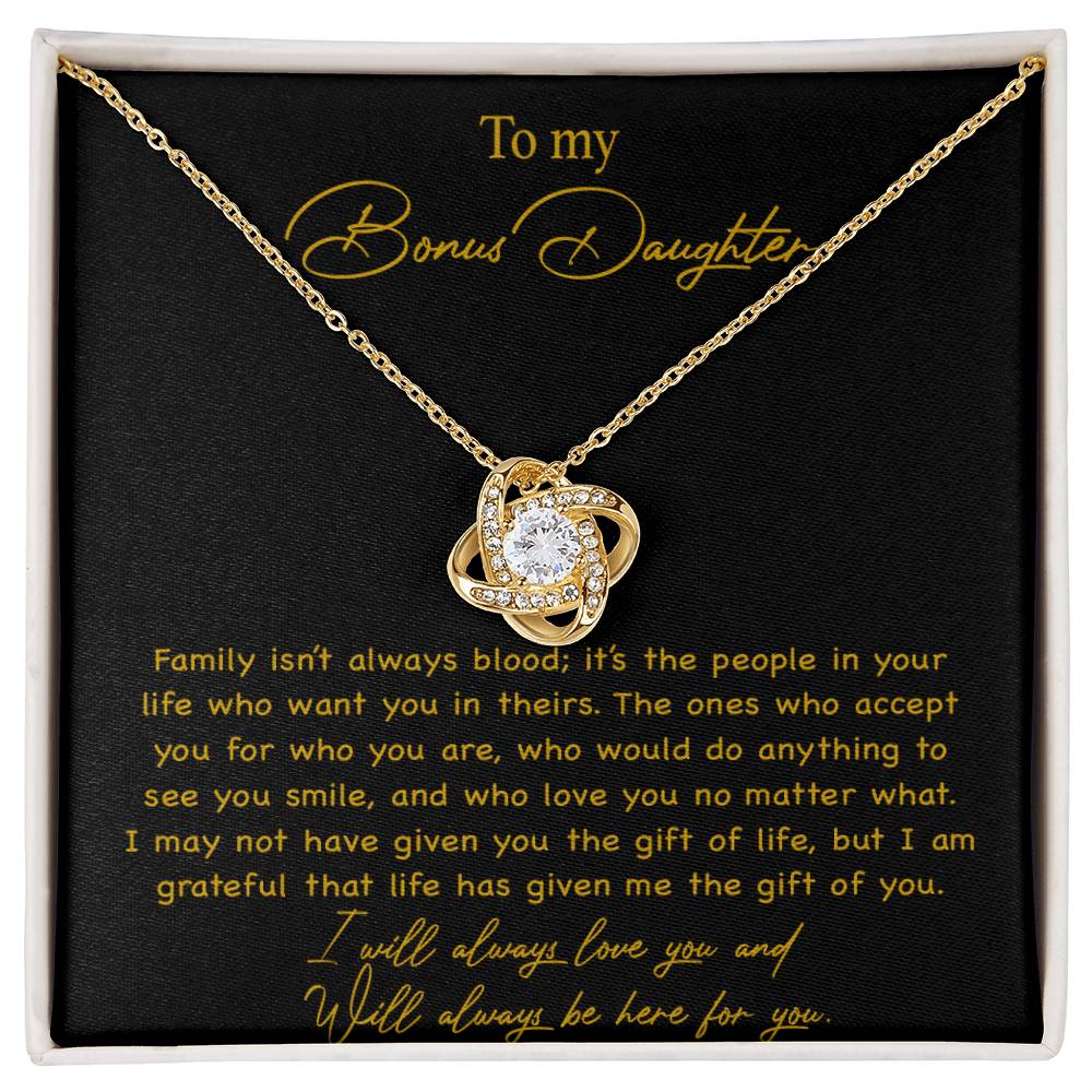 To my Bonus Daughter Necklace, Bonus Daughter, Step Daughter Gift 3-4_Gold