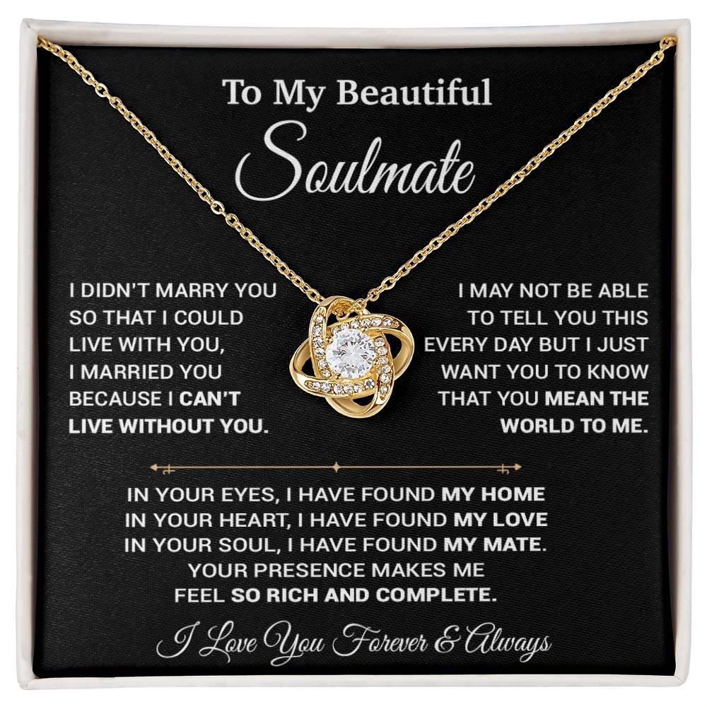 To My Soulmate Necklace, Soulmate Gift, Birthday Gift For Her_Black