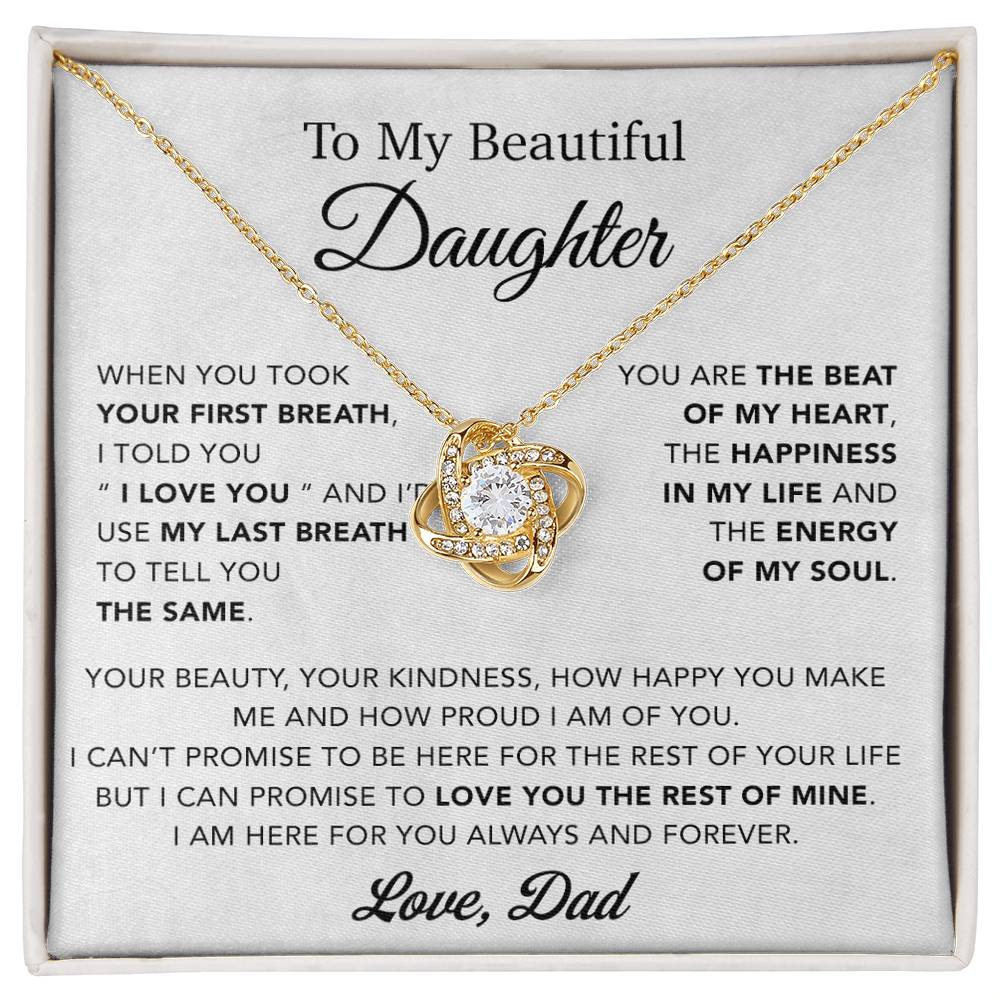 To My Daughter Necklace, Gift for Daughter from Dad, Father Daughter Necklace 10_4_White