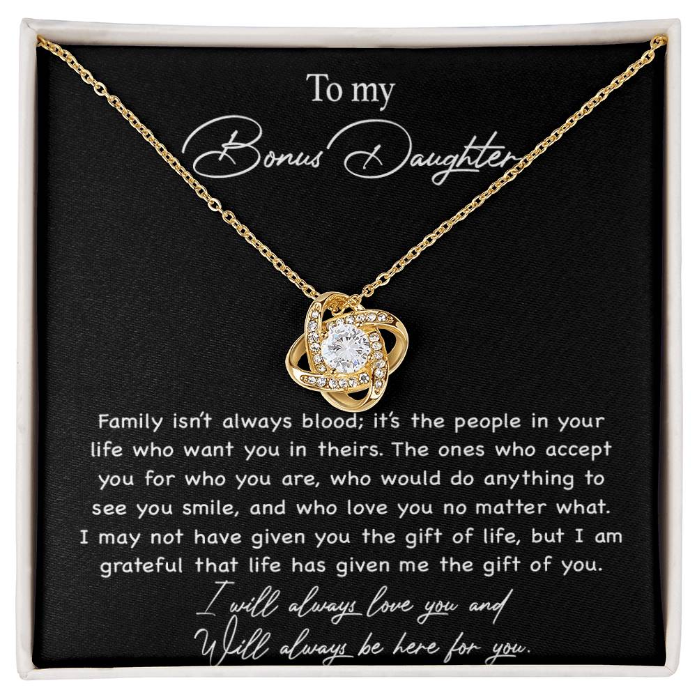 To my Bonus Daughter Necklace, Bonus Daughter, Step Daughter Gift 3-4_Black