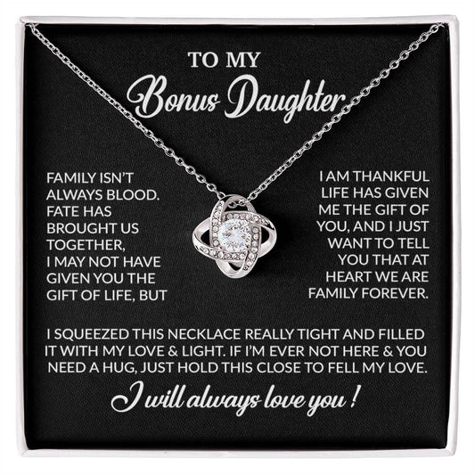 To My Bonus Daughter Necklace, Gift for Bonus Daughter, Step Daughter Birthday 7_11_Black