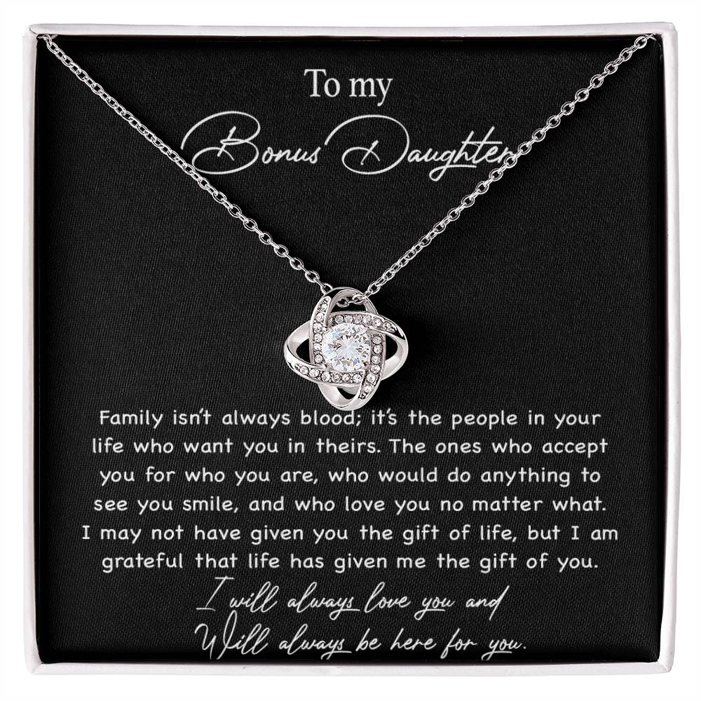 To my Bonus Daughter Necklace, Bonus Daughter, Step Daughter Gift 3-4_Black