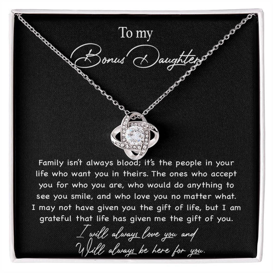 To my Bonus Daughter Necklace, Bonus Daughter, Step Daughter Gift 3-4_Black