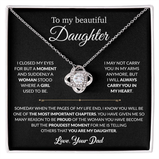 To My Daughter Necklace, Gift For Daughter From Dad, Daughter Father Necklace 9_1_Black