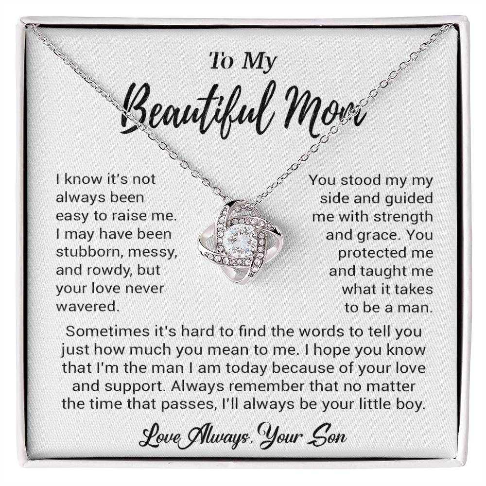 To My Beautiful Mom Necklace Mom Birthday Gift Mother's Day Gift Necklace For Mom From Son_ 8_5_White