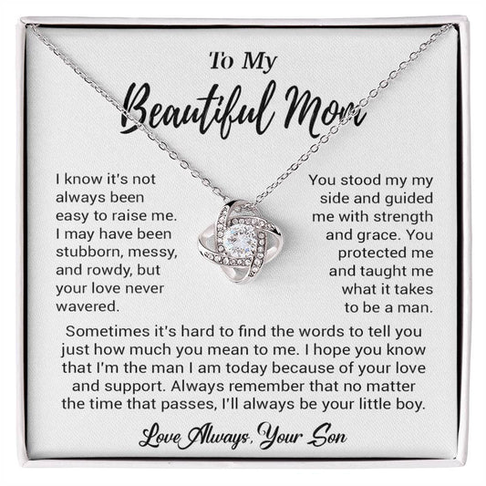 To My Beautiful Mom Necklace Mom Birthday Gift Mother's Day Gift Necklace For Mom From Son_ 8_5_White