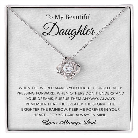 To My Daughter Necklace, Gift for Daughter from Dad, Father Daughter Necklace 20_5_White