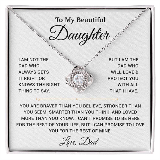 To My Daughter Necklace, Gift for Daughter from Dad, Father Daughter Necklace 19_11_White