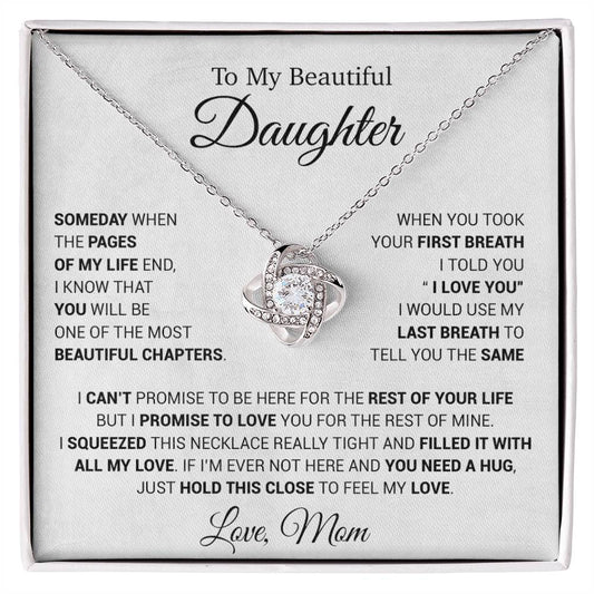 To My Daughter Necklace, Daughter Mother Necklace, Daughter Gift From Mom 13_5_White