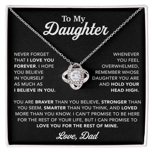 To My Daughter Necklace, Gift for Daughter from Dad, Father Daughter Necklace 26_10_Black