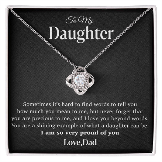 To My Daughter Necklace, Gift for Daughter from Dad, Father Daughter Necklace 12_4_Black