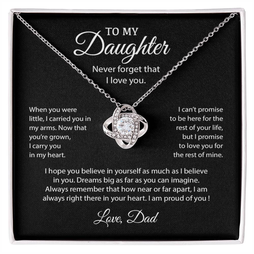 To My Daughter Necklace, Gift for Daughter from Dad, Father Daughter Necklace 10_6_Black