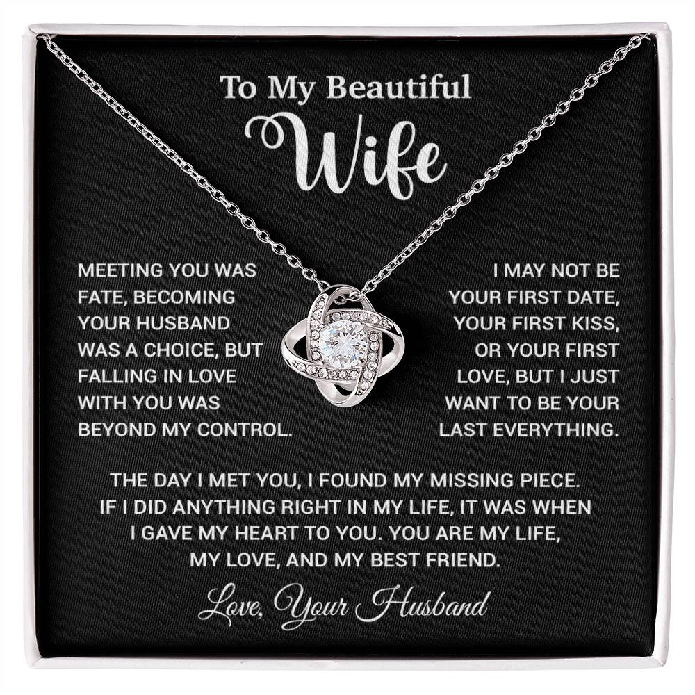 To My Wife Necklace, Wife Gift From Husband, Wife Husband Necklace, Christmas Gift 13_10_Black