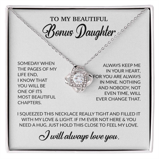 To My Bonus Daughter Necklace, Gift for Bonus Daughter, Step Daughter Birthday 24_11_White