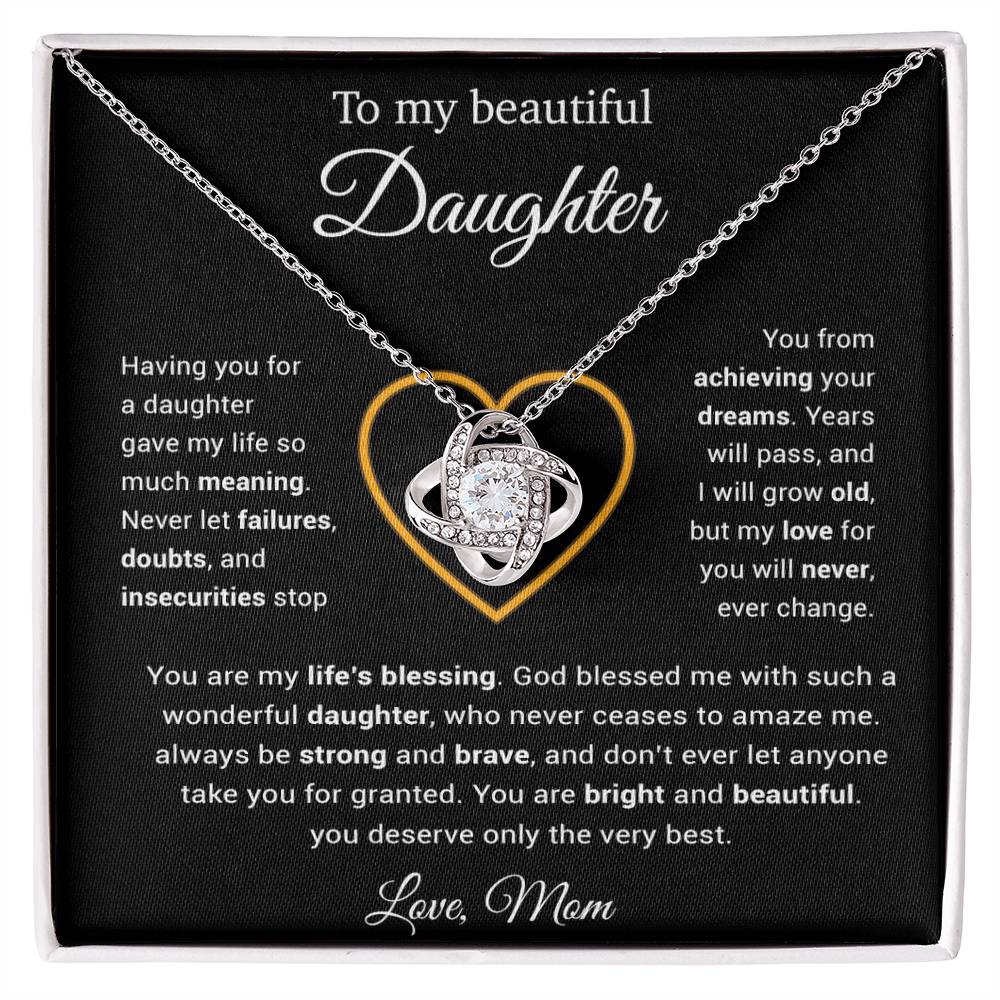 To My Daughter Necklace, Gift for Daughter from Mom, Daughter Mother Necklace 25_3_Black