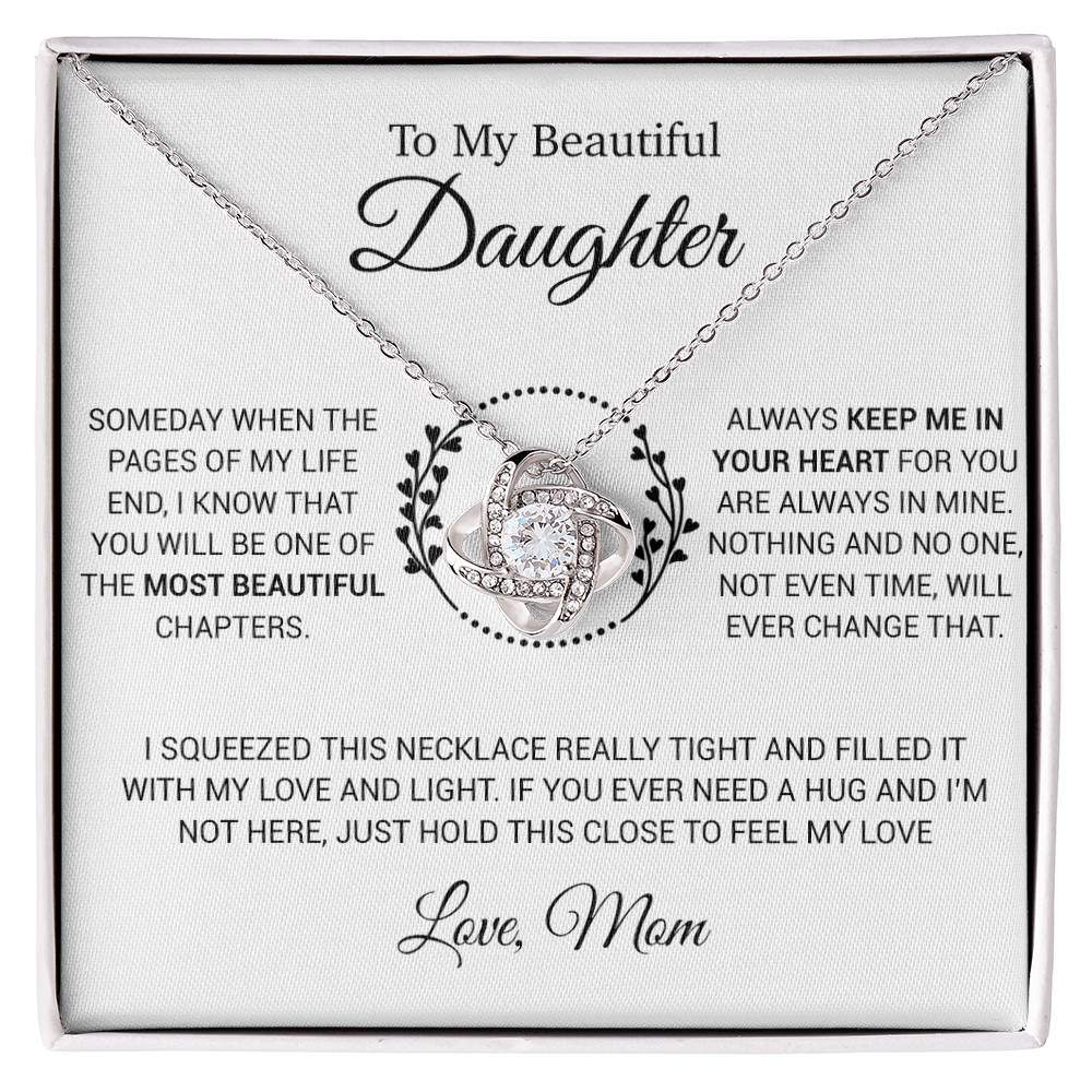 To My Daughter Necklace, Gift for Daughter from Mom, Daughter Mother Necklace 15_12_White