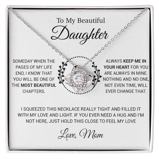 To My Daughter Necklace, Gift for Daughter from Mom, Daughter Mother Necklace 15_12_White