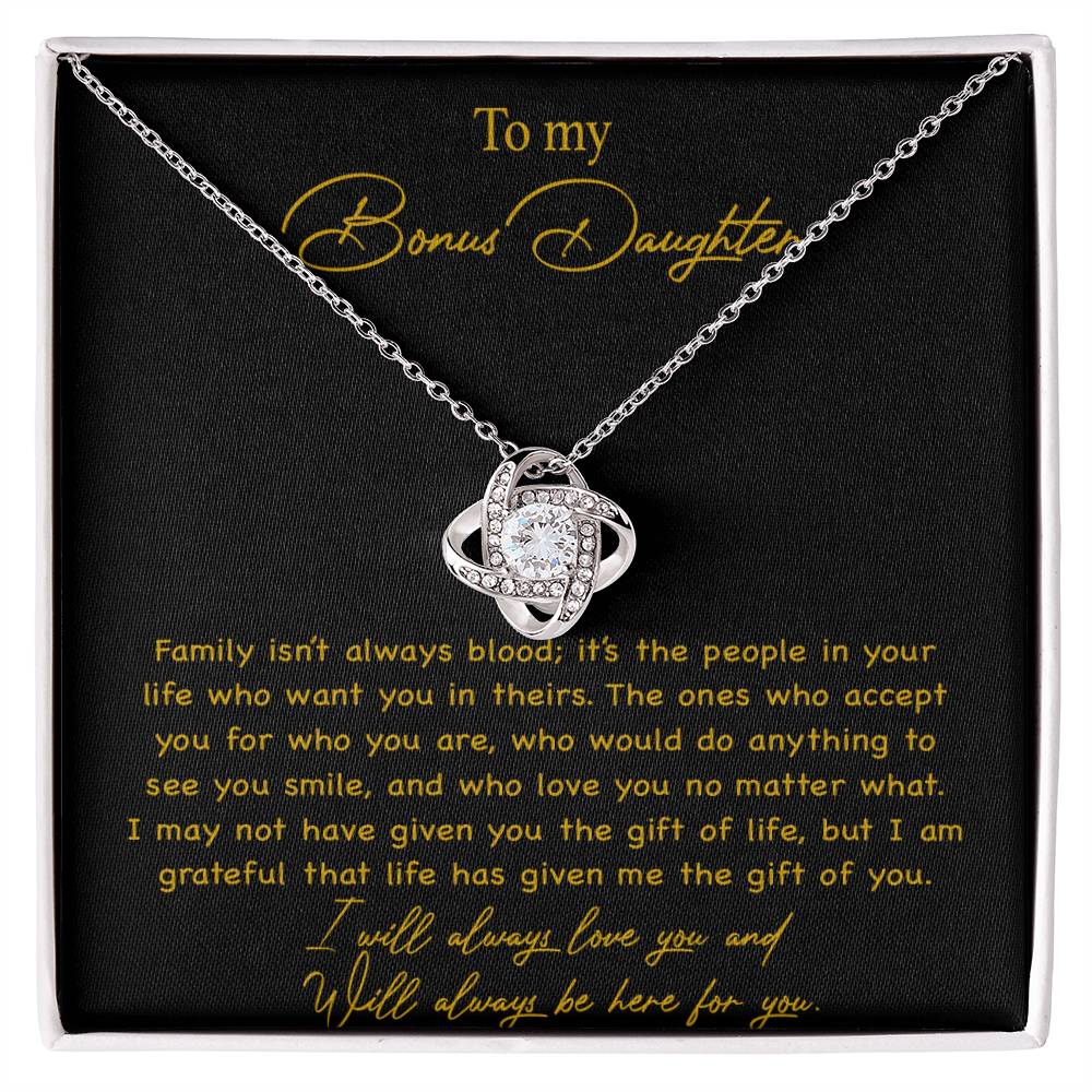 To my Bonus Daughter Necklace, Bonus Daughter, Step Daughter Gift 3-4_Gold