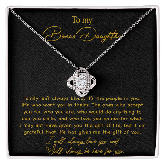 To my Bonus Daughter Necklace, Bonus Daughter, Step Daughter Gift 3-4_Gold
