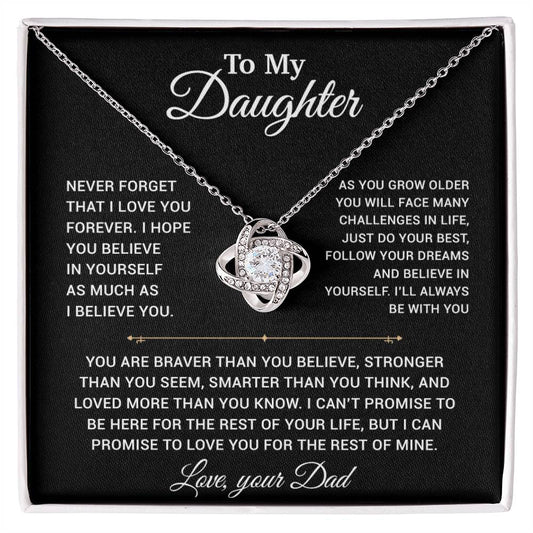 To My Daughter Necklace, Gift for Daughter from Dad, Father Daughter Necklace 15_2_Black