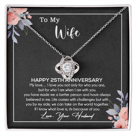 25th Anniversary Gift For Wife Necklace, 25 Year Anniversary, 25th Wedding Gift _Black