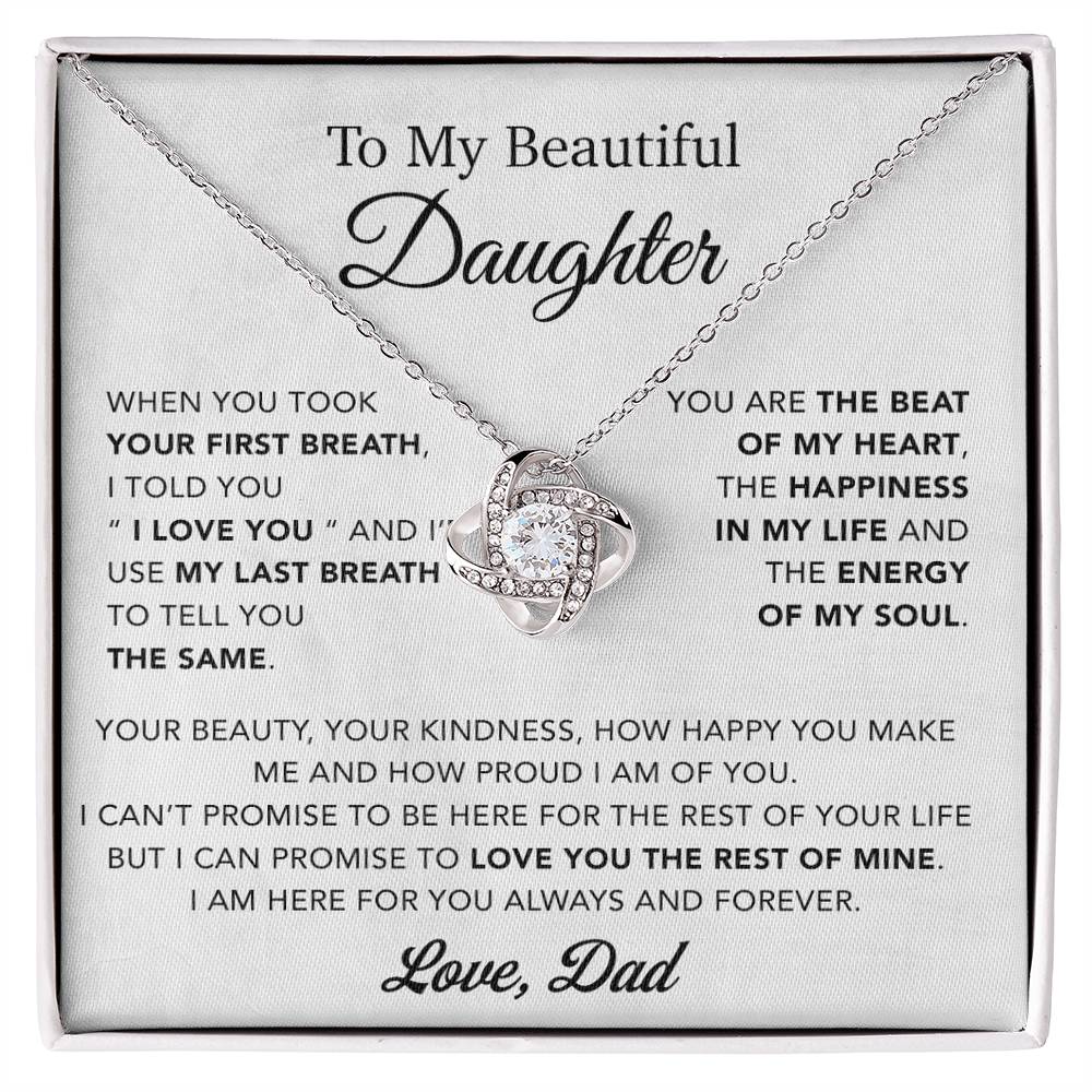 To My Daughter Necklace, Gift for Daughter from Dad, Father Daughter Necklace 10_4_White