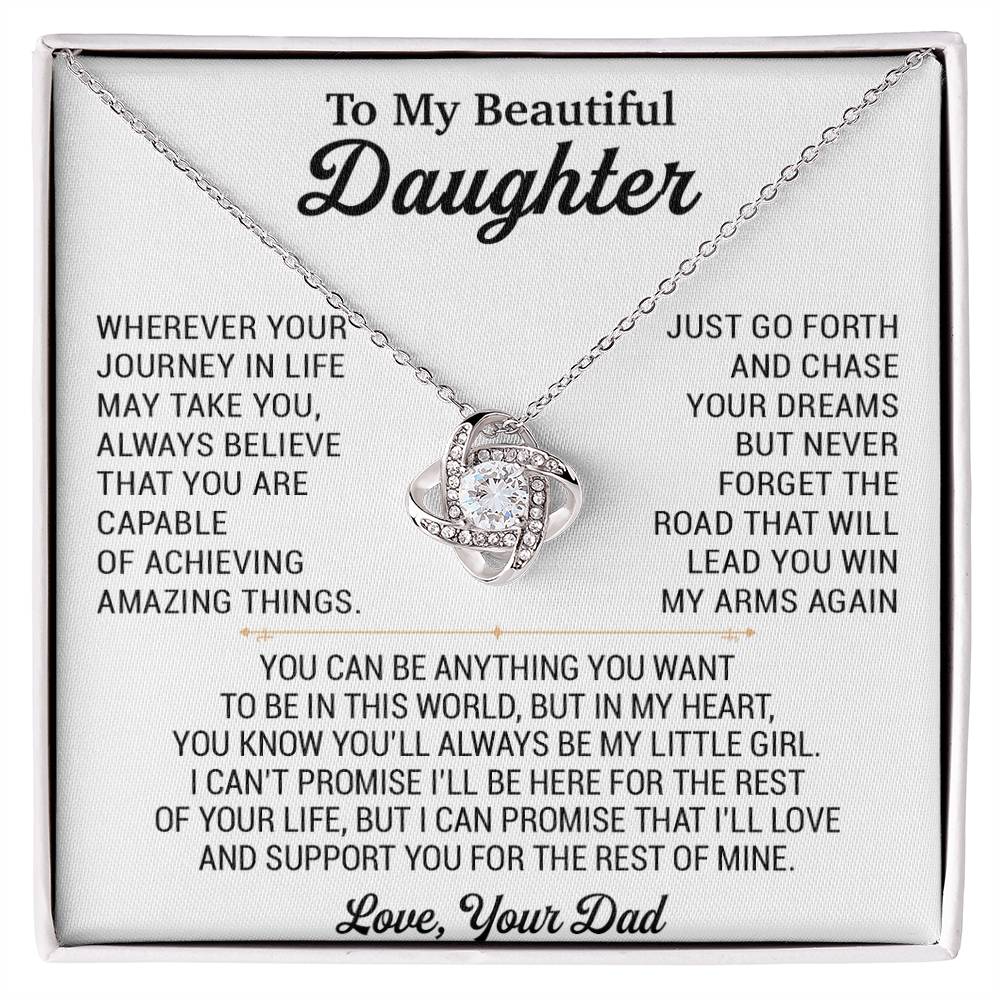 To My Daughter Necklace, Daughter Father Necklace, Daughter Gift From Dad 18_8_White
