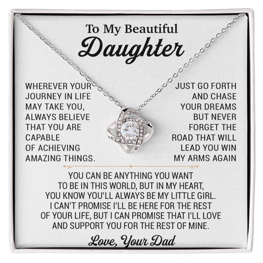 To My Daughter Necklace, Daughter Father Necklace, Daughter Gift From Dad 18_8_White