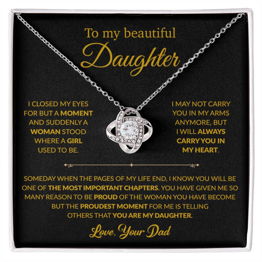 To My Daughter Necklace, Gift For Daughter From Dad, Daughter Father Necklace 9_1_Gold