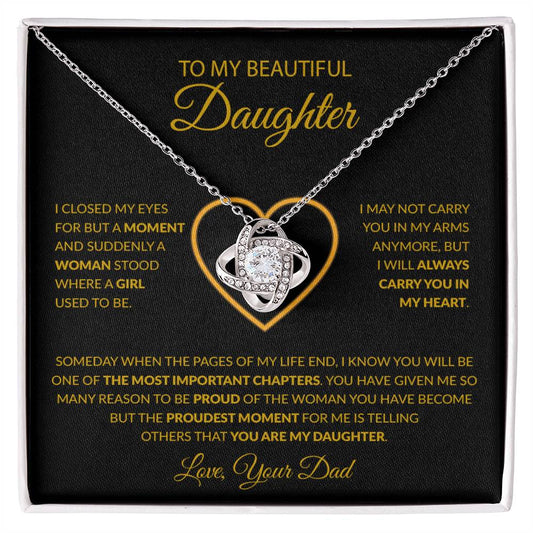 To My Daughter Necklace, Gift For Daughter From Dad, Daughter Father Necklace 8_12_Gold