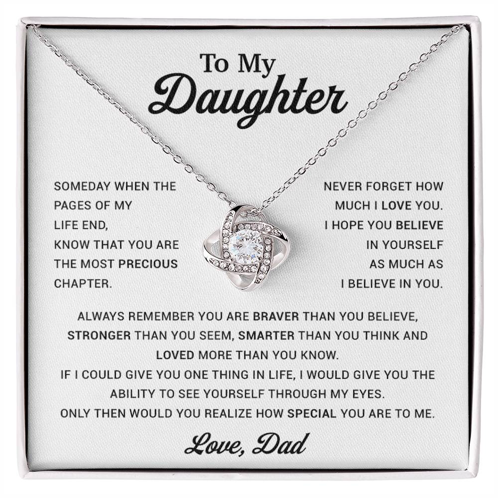 To My Daughter Necklace, Gift for Daughter from Dad, Father Daughter Necklace 10_12_White