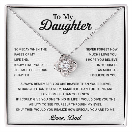 To My Daughter Necklace, Gift for Daughter from Dad, Father Daughter Necklace 10_12_White