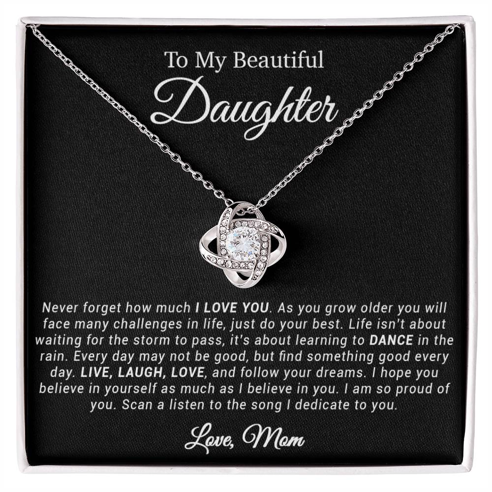 To My Daughter Necklace, Gift for Daughter from mom, Daughter mother Necklace 20_4_Black