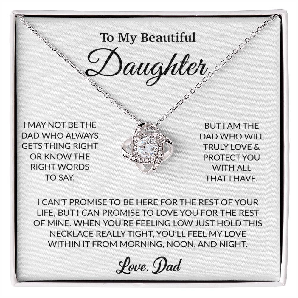 To My Daughter Necklace, Gift for Daughter from Dad, Father Daughter Necklace 16_6_White