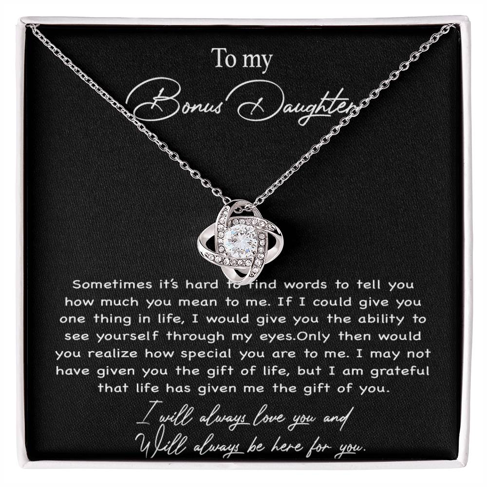 To my Bonus Daughter Necklace, Bonus Daughter, Step Daughter Gift 4-4_Black